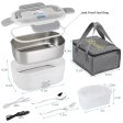 Electric Lunch Box 60W Food Heater Warmer, Eocolz 2 in 1 Portable Lunch Box for Car Truck Home Work Leak Proof with 1.5L Removable 304 Stainless Steel Container & Spoon 2 Compartments 110V 12V 24V Sale