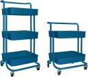 3-Tier Rolling Utility Cart Metal Organization Storage Cart Dark Blue Kitchen Trolley Service Cart with Lockable Wheels for Bathroom, Kitchen, Office on Sale