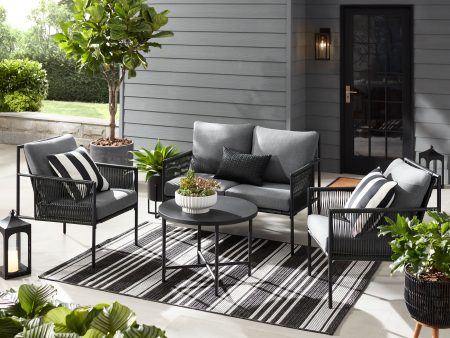 Logan 4-Piece Outdoor Conversation Set, Dark Gray Hot on Sale