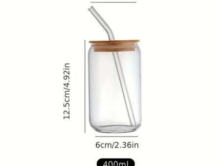 18.6Oz 540ML Drinking Glasses Can Shaped Glass Cups with Bamboo Lids and Glass Straws for Beer Iced Coffee Wine Cocktail Sale