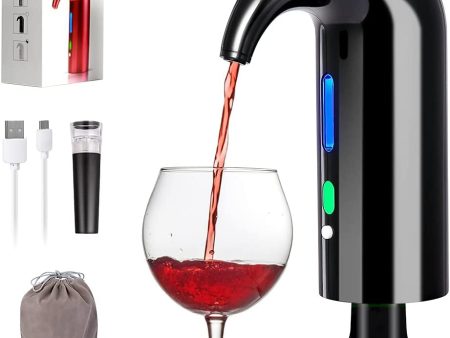 Electric Wine Aerator, Electric Wine Pourer and Wine Dispenser Pump, Multi-Smart Automatic Filter Wine Dispenser with USB Rechargeable for Travel, Home and Bar(Black) Fashion