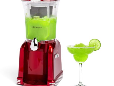 Frozen Drink Maker and Margarita Machine for Home - 32-Ounce Slushy Maker with Stainless Steel Flow Spout - Easy to Clean and Double Insulated - Retro Red Fashion