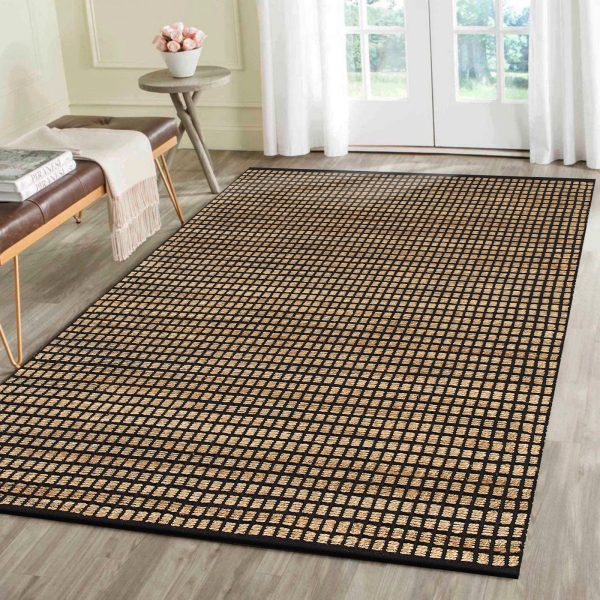 LR Resources Natural Fiber 03319 Black Area Rug Supply