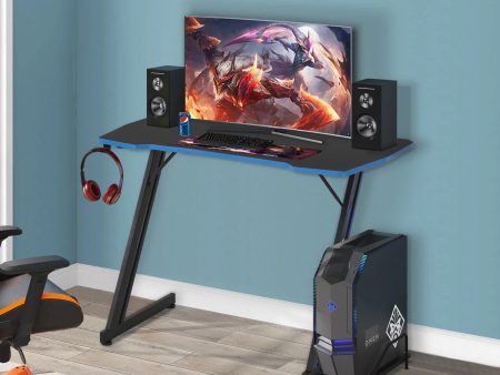 40 48Inch Gaming Desk Computer Desk for Small Area Corner, Z-Shape Gaming Desk with Headphone Hook Gaming Table for PC Computer Table and Desks Small Portable Computer Desk Gaming PC Desk Supply