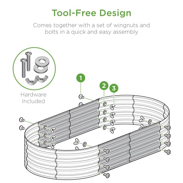 4X2X1Ft Outdoor Raised Metal Oval Garden Bed, Planter Box for Vegetables, Flowers - Sage Green Discount