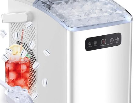 Countertop Portable Ice Maker, Self-Cleaning with Handle, Ice Scoop, 2 Sizes of Bullet Ice Cubes, for Home Kitchen Office-White For Cheap