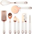 7 Pc Kitchen Gadget Set Copper Coated Stainless Steel Utensils with Soft Touch White Handles Discount