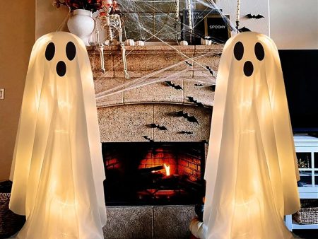 Decorations Outdoor, Large Lighted White Cloth Ghosts, 49 Inches Standing White Ghost, Home Courtyard Lawn Party Decoration (Cute) on Sale