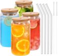 18.6Oz 540ML Drinking Glasses Can Shaped Glass Cups with Bamboo Lids and Glass Straws for Beer Iced Coffee Wine Cocktail Sale