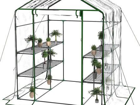 Greenhouse, Portable Green House Indoor and Outdoor, Mini Greenhouse Kit with Anchors and Ropes, 3 Tiers Pop up Greenhouse with 8 Shelves, L56.29  Xw56.29  Xh76.77   For Sale