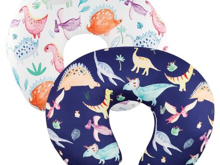 Dinosaur Nursing Pillow Cover Set Baby Boys & Girls, 2Pack Twins Breastfeeding Pillow Slipcover Cushion Cover, Soft Fabric Fits Snug on Infant,Fits for Nursing Pillow Newborn (Pillow Not Included) For Cheap