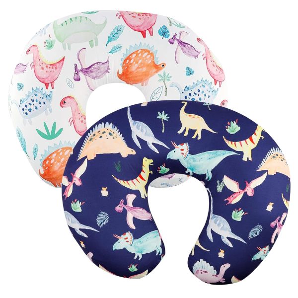 Dinosaur Nursing Pillow Cover Set Baby Boys & Girls, 2Pack Twins Breastfeeding Pillow Slipcover Cushion Cover, Soft Fabric Fits Snug on Infant,Fits for Nursing Pillow Newborn (Pillow Not Included) For Cheap