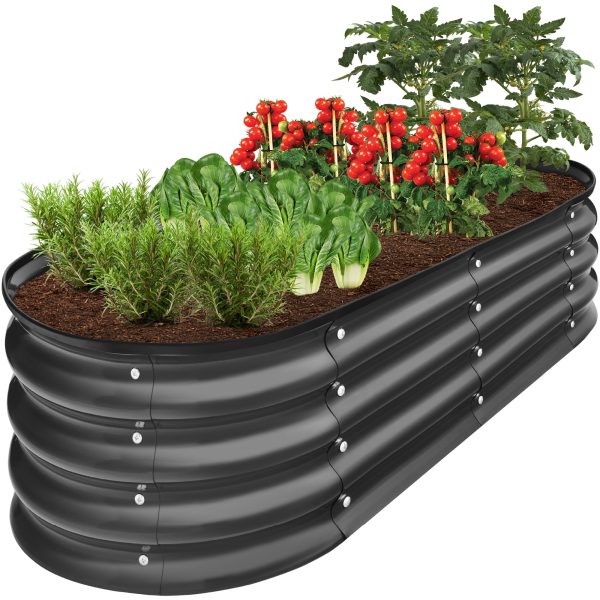 4X2X1Ft Outdoor Raised Metal Oval Garden Bed, Planter Box for Vegetables, Flowers - Sage Green Discount