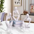 3 Piece the Thinker Statue Abstract Sculpture Bookshelf Decor White Resin Thinker Sculpture for Home Office Desk Desktop Living Room Decor Collection Cute Accent Figurine Hot on Sale