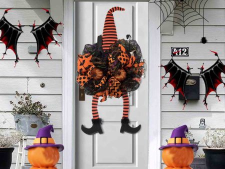 Halloween Wreath with Witch Legs Pumpkin Door Hanging Garland Front Door for Halloween Decorations Halloween Witch Garland on Clearance Hot on Sale