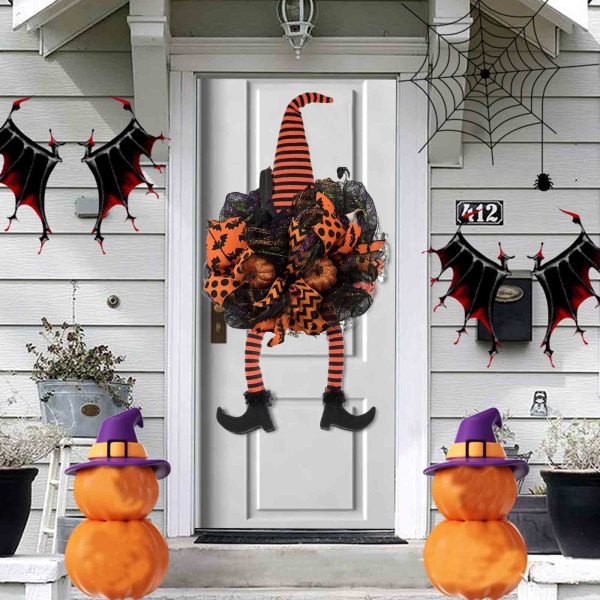 Halloween Wreath with Witch Legs Pumpkin Door Hanging Garland Front Door for Halloween Decorations Halloween Witch Garland on Clearance Hot on Sale